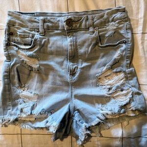American Eagle Outfitters Ripped Light Blue Jean Shorts